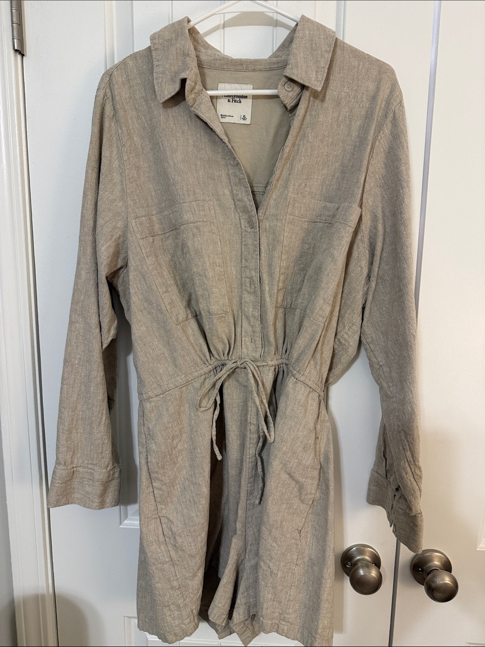 Abercrombie & Fitch Taupe Drawstring Romper